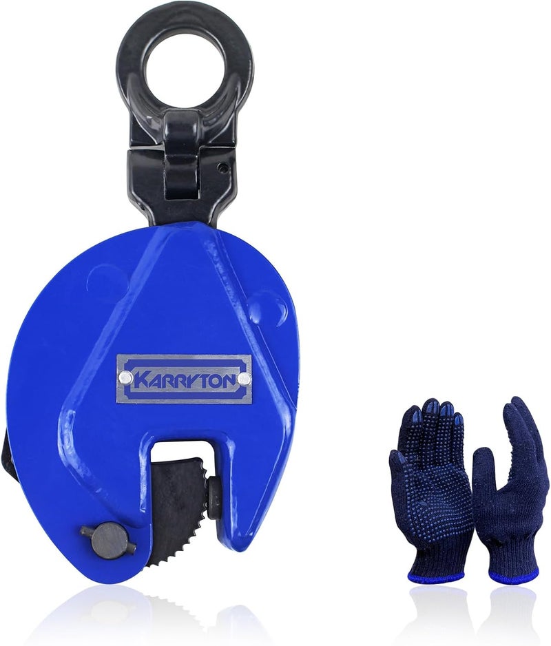 KARRYTON Vertical Plate Clamp, 0.8Ton/1760LB Working Load, Jaw Opening 0.6IN, Industrial Steel Plate Clamp, Sheet Metal Lifting Clamp, Plate Lifting Clamp for Lifting and Transporting (0.8T) Blue - Image 1